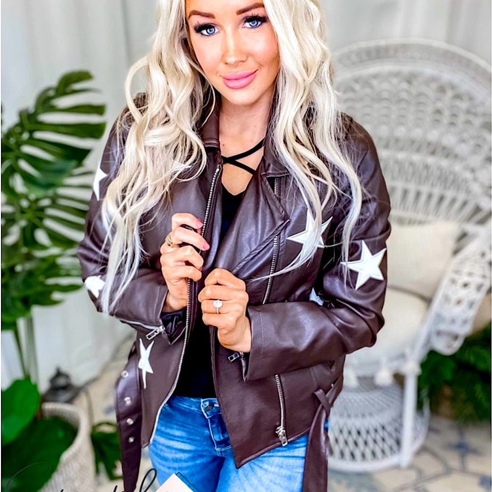🍒BOGO50%🍒🆕🤎ZENANA: CHOCOLATE Soft Leather Moto Jacket SMALL MEDIUM LRG